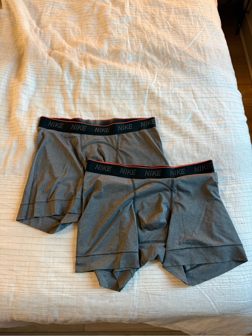 Nike Men’s Gray Boxer Briefs with Black Logo Waistband (2-Pack)